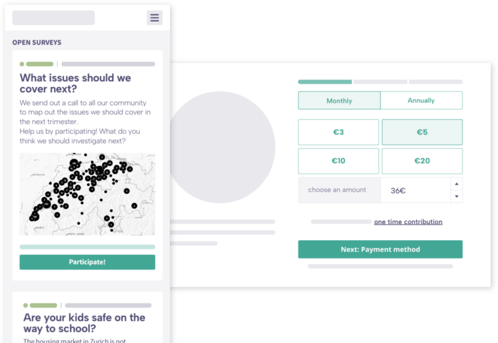 Blank screenshot of beabee's callout and signup form